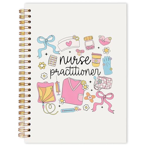 Nurse Practitioner Gifts Spiral Notebook 5.5x8.3 in, Nurse Appreciation Week Gifts, Coquette Bow Nursing Medical Hardcover Notebook Journal for Women Work - color: Coquette Bow Nursing