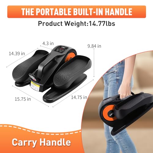 Under Desk Elliptical Machine, Leg Exerciser for Seniors Adults, Adjustable Speeds Elliptical Trainer with Remote, Quiet & Portable Mini Seated Pedal Exerciser for Home Office Use