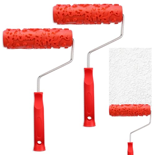 2 Pcs 7"DIY Patterned Paint Roller | Decorative Art Texture Roller | Pattern Rubber Rollers Textures Tool DIY Decorative Art Paint for Walls, Furnitures and Floors DIY Paints Art