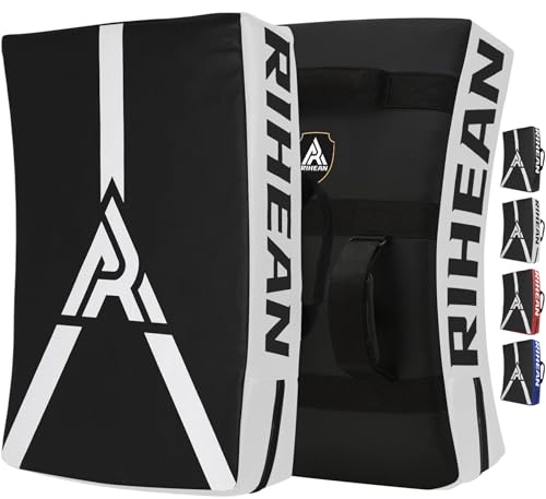 Martial Arts Kicking Shields Pad for Muay Thai, Taekwondo, Football, Basketball Training - Denser Foam, Longlasting PU Leather Kick Shield - style: 24x16in White