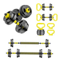 Adjustable Dumbbell Set, 10-90lbs Free Weights with Connector – 4 in 1 Dumbbells, Barbell, Kettlebell & Push Up Stand, Adjustable Weights Set for Home Gym Fitness Equipment for Men & Women - color: Yellow 20lbs (10lbs*2)