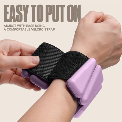 SPORTBIT Wrist and Ankle Weights for Women - Set of 2 (1lb Each) Wearable Ankle & Wrist Weights - Leg & Arm Bands, Silicone Weighted Bracelets for Workout, Walking, Running, Yoga, Pilates - color: Dark Purple