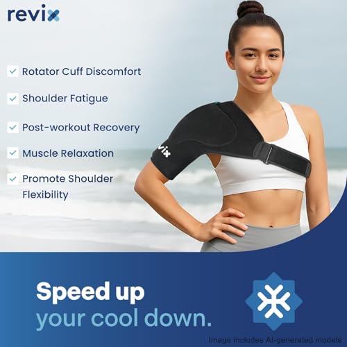 REVIX Shoulder Ice Pack Wrap for Rotator Cuff and Arm, With Removable Gel Pack, Standard, Reusable Gel Cold Wrap, Soothe Discomfort & Fatigue, 30-Minute Long-Lasting Cold, Flexible Fit for Men & Women - size: Standard, style: With Removable Gel Pack