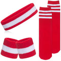 ONUPGO 5 Pieces Kids Sweatbands Soccer Socks Set - Sports Headband, Wristbands, Striped High Socks for Kids, Youth,Toddler & Baby - Football, Basketball, Running, Cycling, Tennis - color: Red/White/Red