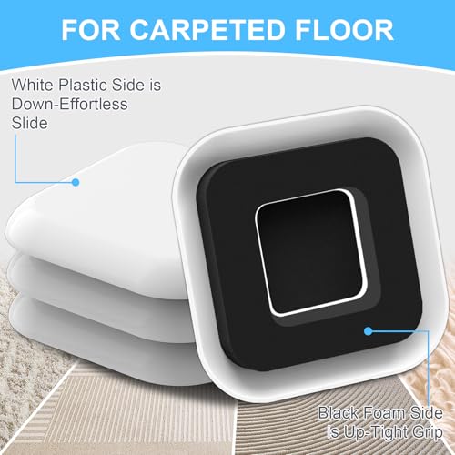 Upgrade Furniture Sliders with Groove - Furniture Sliders for Carpets | 4 PCS 4.3" Moving Pads - Furniture Moving Sliders for Easy Move Bed Couch Tables Cabinet Heavy Duty - Protect Carpets - size: 4.3in 4Pack