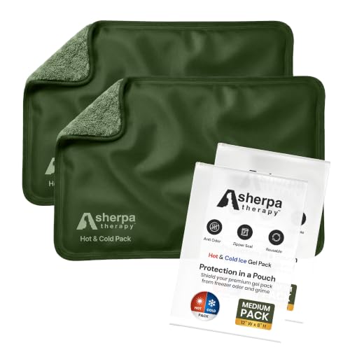 Medium Flexible Gel Ice Packs for Injuries Reusable - Soft Hot and Cold Packs for Injuries for Ankle, Arm, Foot, Leg, Back Pain Relief - 8" x 12" - 2PK - Green - size: Medium (2 pack), style: Green
