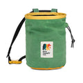 Oso Supply Co - Waxed Canvas Chalk Bag - Zipper Pocket & Mesh Pouch for Bouldering, Rock Climbing, Gym, Weightlifting – Water-Resistant, Adjustable Belt, Wide Opening - color: Evergreen / Yellow / Orange