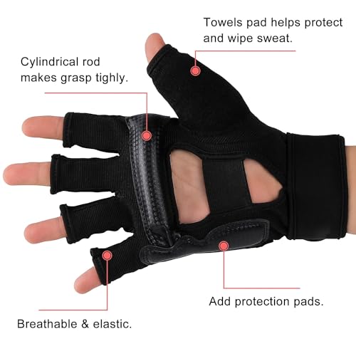 FitsT4 Sports Half Mitts MMA UFC Training Boxing Punch Bag Martial Arts Gloves - color: Black, size: Large