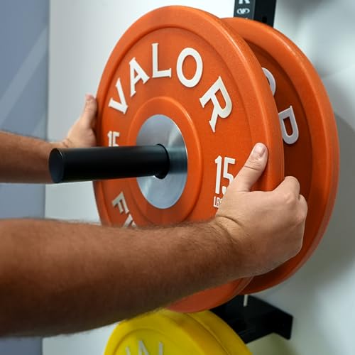 Valor Fitness Wall Mounted Weight Plate Storage Holder/Rack for Bumper Plates and Olympic Weight Plates - color: 4-Peg Rack & Bar Storage- BH-27