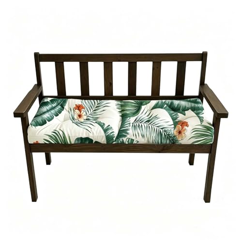 40x20in Outdoor Bench Cushion Waterproof Porch Swing Seat Cushions Floral Thicken Patio Bench Seat Pad White Green - color: White Green