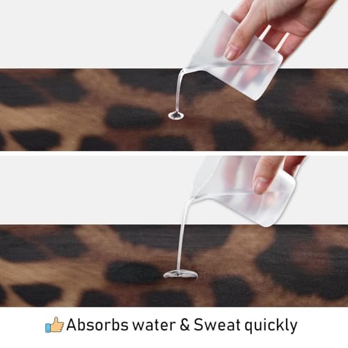 Leopard Print Yoga Mat Towel, Sweat Absorbent Hot Yoga Towel with Non Slip Grip, Soft Yoga Blanket with Travel Bag for Workout, Gym, Pilates, Fitness - 73" x 27"