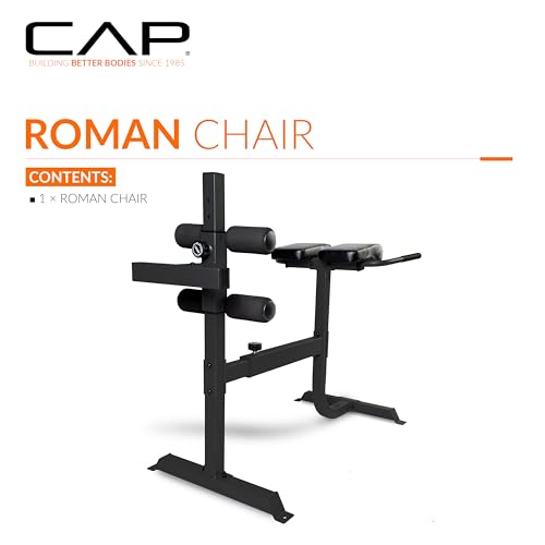 Cap Strength Roman Chair – Adjustable Back Extension Bench for Core & Glute Workouts, Heavy-Duty 300 LB Capacity - Black and Gray Options - color: Black