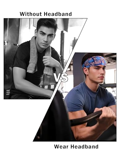 Headbands for Men & Women, Sweat Headband Non-Slip Sweatband Sports Running Cycling Yoga Basketball Workout Football Training - color: Flag Designs