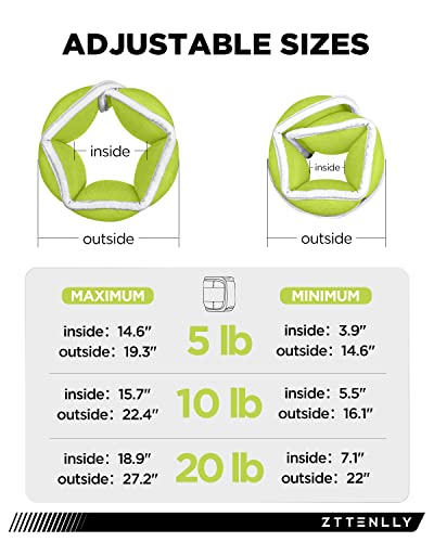 Adjustable Ankle Weights for Women Men and Kids | 1 Pair 5 10 15 18 20 Lbs Leg Wrist Ankle Weight Straps for Yoga, Walking, Running, Aerobics, Gym, Dance, Pilates, Cardio - color: Green, size: 5lb(2.5*2)