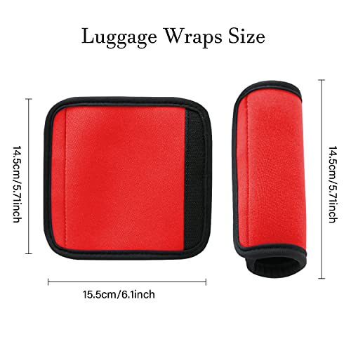 2 Pack Luggage Handle Wraps for Suitcase, Bright Color Comfort Soft Handle Covers (Red) - color: Red