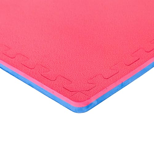FlooringInc's 1" Thick Foam Tiles, 3'x3' or 2'x2' Reversable Interlocking Tiles, Ideal Yoga Mat, Gymnastics Mat, Workout Mat for MMA and Jiu Jitsu Training - color: Blue/Red, size: 4 - 2'x2' Tiles (16 Sq Ft)