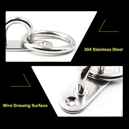 304 Stainless Steel Eye Pad Plate Anchor Mount with Ring 5/16" 8mm Great for Yoga Swings Hammocks/Boat Rigging/Marine Deck Hardware/Suspension Training Straps - color: 8mm ellipse with ring