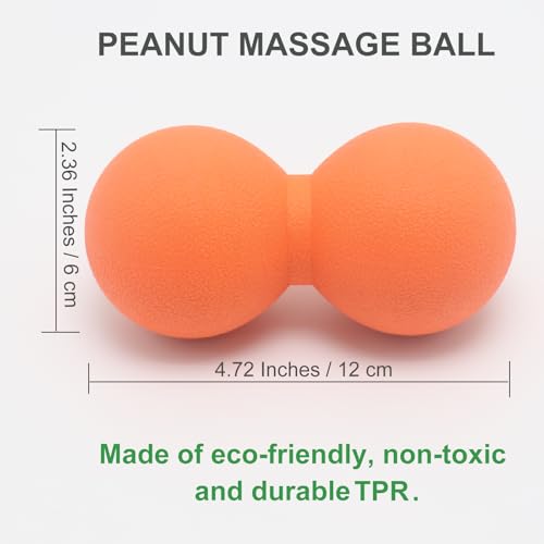 Hard Peanut Massage Ball, Double Lacrosse Massage Ball. Deep Tissue Massager Mobility Roller for Physical Therapy Myofascial Release Trigger Point Muscle Relax Pain Relief Acupressure (Orange) - color: Orange