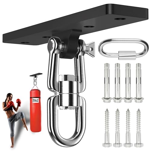 Punching Bag Hanger, 900 LBS Heavy Bag Wall Mount & Ceiling Hanger with 360° Swivel, Thick Steel Boxing Mount for MMA, Muay Thai & Home Gym (Multiple Mounting Options) - color: Ceiling - Flat Bracket