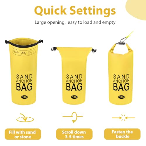 Phoncoo Sand Anchor Bag, 2 in 1 Jet Ski Anchor Kit for Float with Adjustable Buoy, Waterproof Dry Bag for Jetski, Kayak, Boat, Water Sports - color: Yellow-2pack-10L