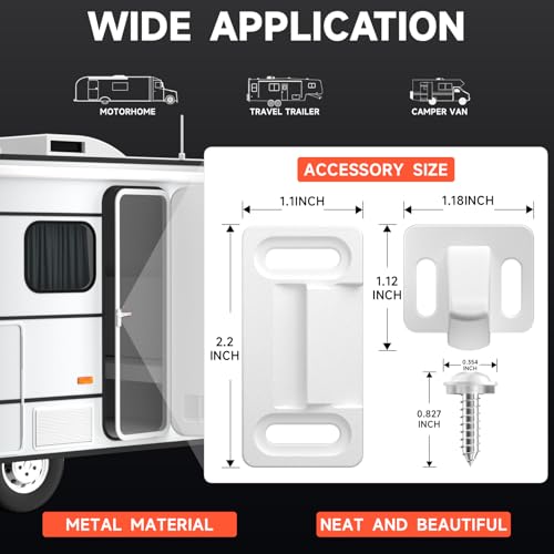 Zinc Alloy RV Screen Door Latch,Camper Screen Door Latch Replacement Kit,RV Screen Door Handle for Motorhome,Travel Trailer, Camper - color: White, size: Right Handle