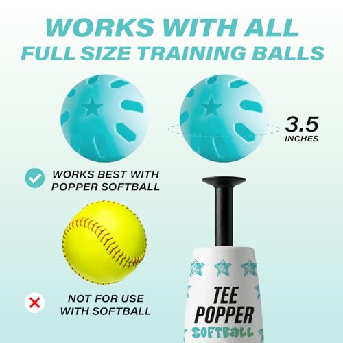Bandit Sports Popper Softballs, Made of Impact-Resistant and Rebounding Material, Perfect Practice Softballs & Softball Hitting Ball Training, 6 Pack