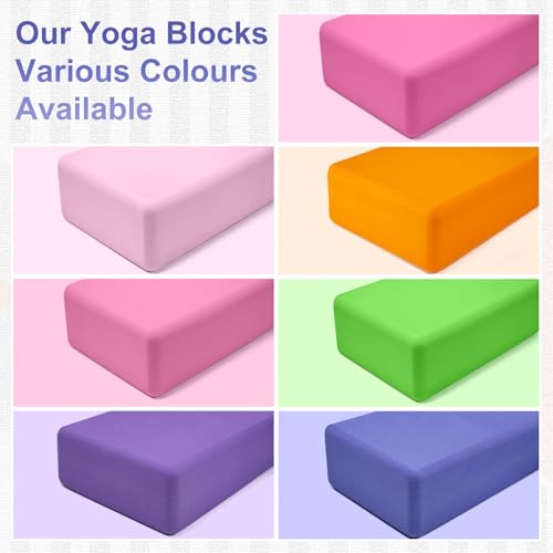 Yoga Blocks 2 Pack, Premium Yoga Brick Foam Blocks to Improve Strength, Flexibility & Balance, Light Weight - Safe and Stable Support for Yoga, Pilates, Meditation & Stretching - color: 2PACK-Purple