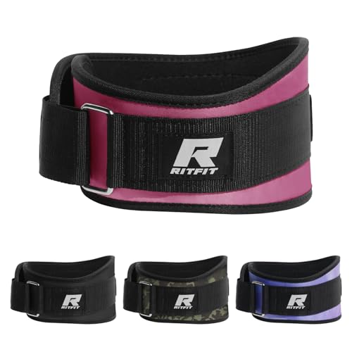 RitFit Weight Lifting Belt - Great for Squats, Lunges, Deadlift, Thrusters - Men and Women - 6 Inch Black/Camouflage - color: Pink, size: M(30"-36")