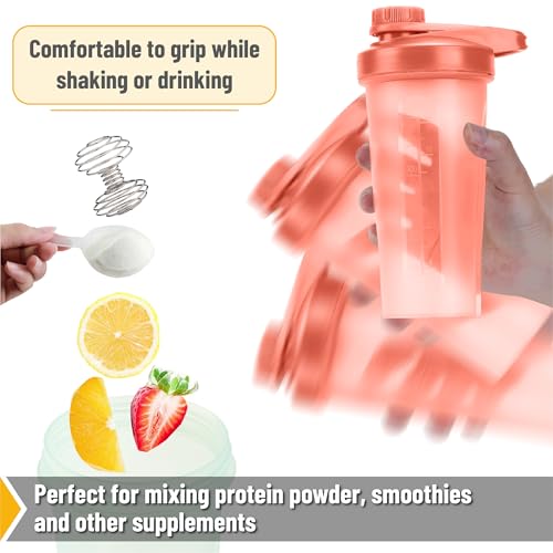 Mr. Pen- Shaker Bottles for Protein Mixes with Twist Cap, 28 oz | Coral Pink Protein Shaker Bottle with Wire Whisk Ball, Shaker Cup, Mixer Bottle - color: Coral Pink
