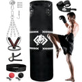 ZOOFOX Punching Bag for Adults, 4 Ft Heavy Bag with Chains and Hand Wraps for Beginners, 5-in-1 Boxing Bag for Kickboxing, MMA, Muay Thai, Karate, Home Gym or Fitness, Unfilled