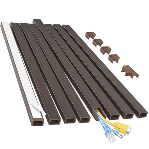Yecaye Cord Hider, 113in Medium Cord Covers for Wires on Wall, Cord Organizer for 2-3 Wires, Easy Install Cable Management Kit, TV Cable Hider for Home Office, W0.95in H0.55in, Darkwood - color: Darkwood, size: 113in L x 0.95in W x 0.55in H
