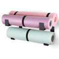 Yoga Mat Holder with Protective Padding Wall Mount Steel Storage Rack, 2 Tier Adjustable Width Hanger for up to 4 Foam Rollers, Easy Installation