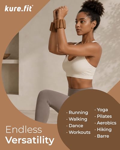 Pilates Weight | Wrist & Ankle Weights for Women | Weighted Bangles | 1LB/ 2LB Each (Set of 2) - color: Mocha, size: 1 LB