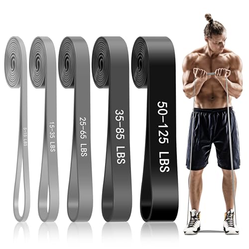 Pull Up Assistance Bands, 5-Level Resistance Bands for Working Out, Pull Up Bands for Men & Women, Exercise Bands for Full-Body Training, Fitness, Physical Therapy, Stretch Workout Bands at Home, Gym - color: Gray Gradient