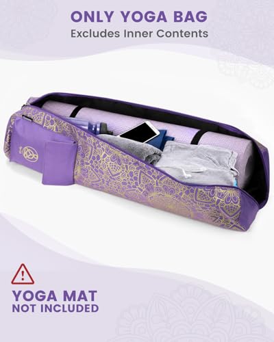 Gonex Yoga Mat Bag with Full-Zip Design, Fits Most Mats | 600D Oxford Fabric, Wet Pocket, Front Zip Pocket, Adjustable Strap, Fits Mats up to 26" - color: Royal Purple