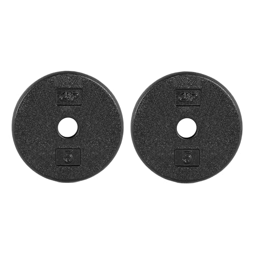 CAP Barbell Standard 1-Inch Cast Iron Weight Plates - Singles & Sets | 1.25-50 lbs | Multiple Options - color: Black, size: 5 lb - Set of 2