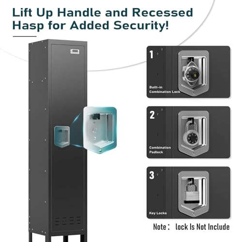 BUTISOW Metal Lockers - 66" Height Steel Lockers for Employees with Door Storage Locker with Card Slot for Employees Gym School Home Office Garage - Assembly Required
