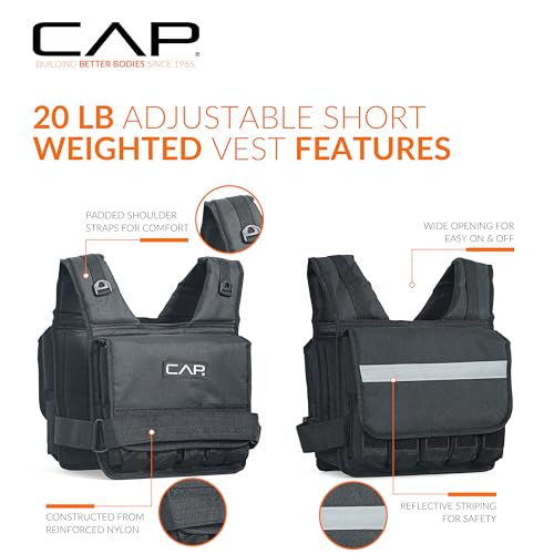 CAP Adjustable Weighted Vest 20–150 lbs for Strength Training, Running & Workouts, Weight Vest for Men & Women, Fitness Training Vest - style: 20lbs-S