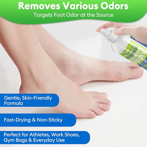 Foot & Shoe Deodorizer Spray, Odor Eliminator for Smelly Shoes & Feet | 5 fl oz, 2-Pack, Instantly Eliminates Odors from Shoes, Boots, Sneakers & Feet, Long-Lasting Freshness for Everyday Wear - size: 5 Fl Oz (Pack of 2)