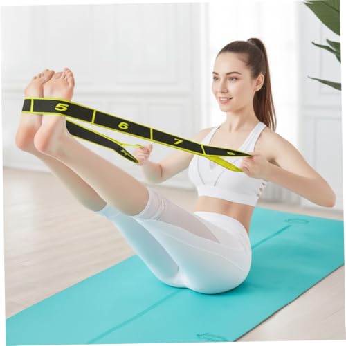 Stretching Straps 90cm Long Numbered Resistance Band with 8 Loops - Exercise Bands Adjustable Tension for Yoga, Pilates, Dance & Strength Training (Yellow) - color: Yellow