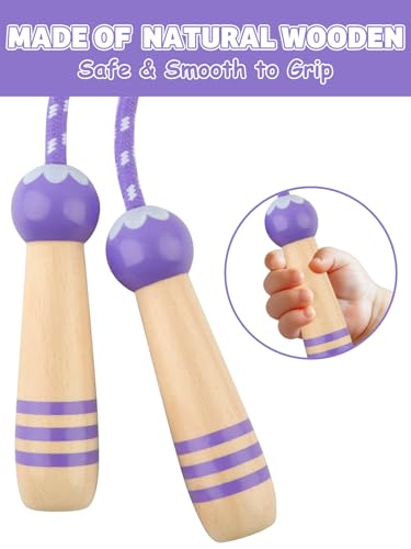 Jump Rope for Kids, Lorvain Adjustable Skipping Rope, Kids Jump Ropes with Wooden Handle for Girls Boys, Weighted Jumping Ropes for Fitness Workout Exercise Outdoor Fun Activity - color: Purple-1 Pc