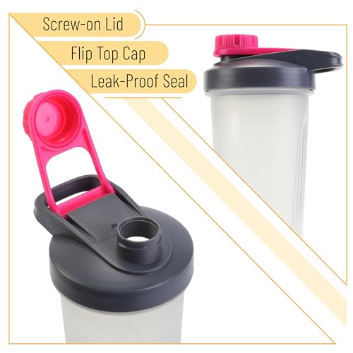 Mr. Pen Shaker Bottles for Protein Mixes - 28 oz | Gray & Pink Protein Shaker with Wire Whisk Ball - color: Gray/Pink