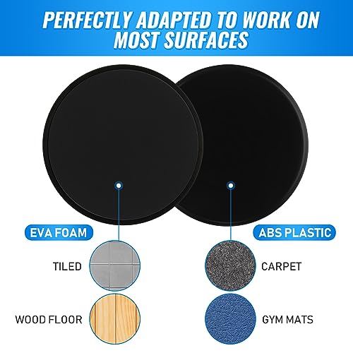 Wettarn 24 Pcs Core Sliders for Working Out Abdominal Exercise Gliding Discs Dual Sided Workout Disc Fitness Sliders Exercise Gear for Gym Floors Training Abdominal Core Strength - color: Black