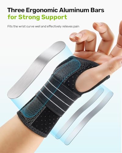 Rakiie 2 Pack Carpal Tunnel Wrist Braces, Adjustable Wrist Support Splint for Night Sleep & Daytime Working, Hand Braces Pain Relief for Arthritis, Typing, Pregnancy, Men Women (Purple, L) - color: Purple, size: L