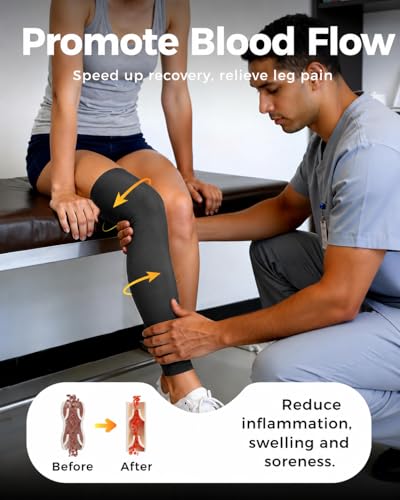 Copper-Infused Leg Compression Sleeve Ultra Breathable Full Leg Compression Sleeve for Pain Relief,Arthritis, Muscle Recovery, Swelling, Inflammation, Leg Sleeve for Thigh, Calf, Knee, Men & Women(Black, Small) - size: Small