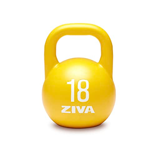 Steel Competition Kettlebells by Steve Cotter - Hard-Wearing Crack-Resistant Powder Surface Coating, 34mm Steel Handle with Non-Slip Super Textured Powder Coating Grip - Avail 6kg - 32kg - color: f) 18kg - Yellow