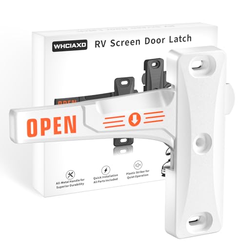 Zinc Alloy RV Screen Door Latch,Camper Screen Door Latch Replacement Kit,RV Screen Door Handle for Motorhome,Travel Trailer, Camper - color: White, size: Left Handle