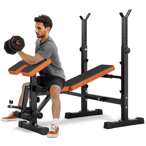Adjustable/Foldable Weight Bench, 660LBS Home Gym Workout Bench Lifting Sit-up Exercise Bench for Bench Press - color: Orange