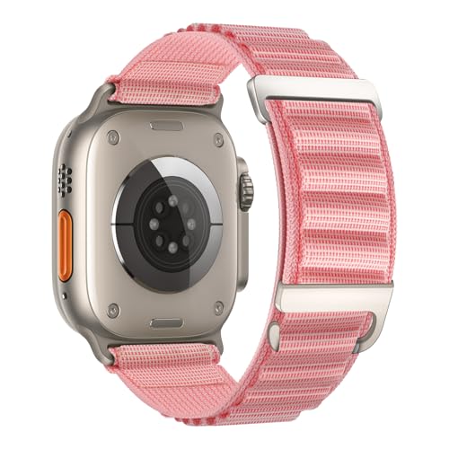 Alpine Loop Compatible with Apple Watch 3 Band 49mm 46mm 45mm 44mm 42mm 41mm 40mm 38mm Men Women, Nylon Sport Loop for Apple Watch Ultra 2/1 iWatch Series 11 10 9 8 7 6 5 4 3 2 1 SE - color: Pink Sand