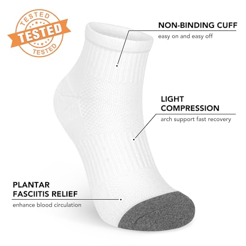 5 Pairs Copper Compression Socks for Women & Men - Ankle Plantar Fasciitis Arch Support Running Socks for Athletic - color: 04 a White, size: Small-Medium
